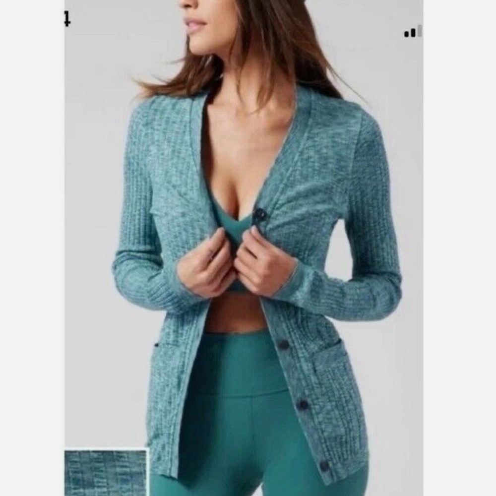 Athleta Revolve Cardigan in Borealis Green
